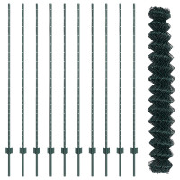 Produktbild för Kedjegaller med stolpe 10 x 1,5 m PVC-belagda stål Grön Mesh