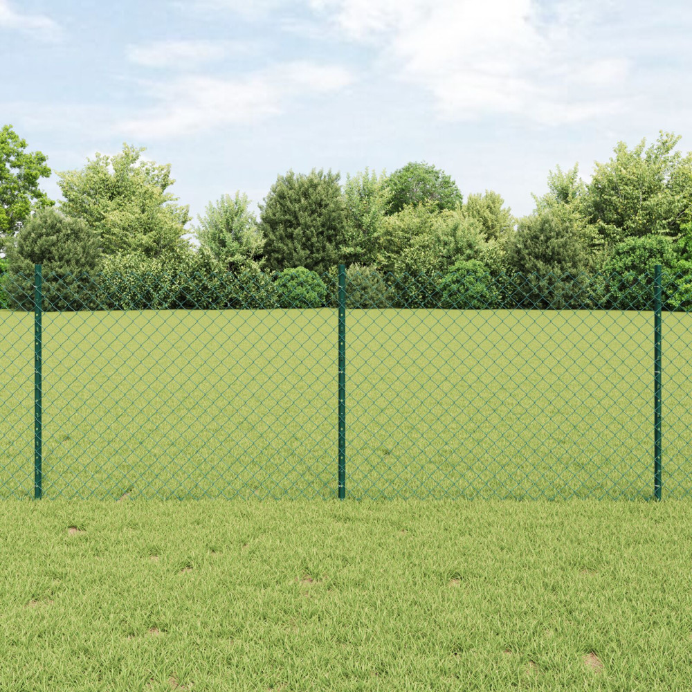 Produktbild för Kedjegaller med stolpe 25 x 0,8 m PVC-belagda stål Grön Mesh
