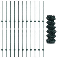 Produktbild för Kedjegaller med stolpe 25 x 0,8 m PVC-belagda stål Grön Mesh