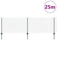 Produktbild för Kedjegaller med stolpe 25 x 0,8 m PVC-belagda stål Grön Mesh