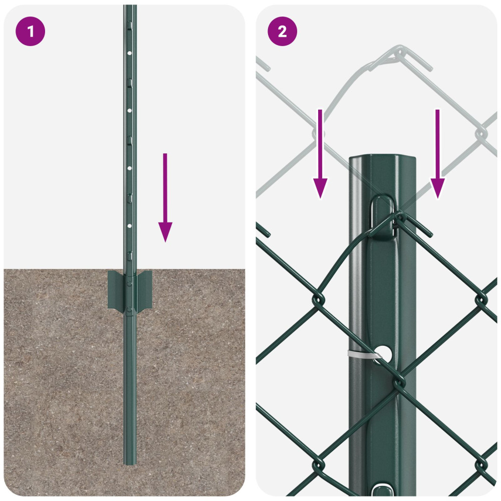 Produktbild för Kedjegaller med stolpe 25 x 0,8 m PVC-belagda stål Grön Mesh