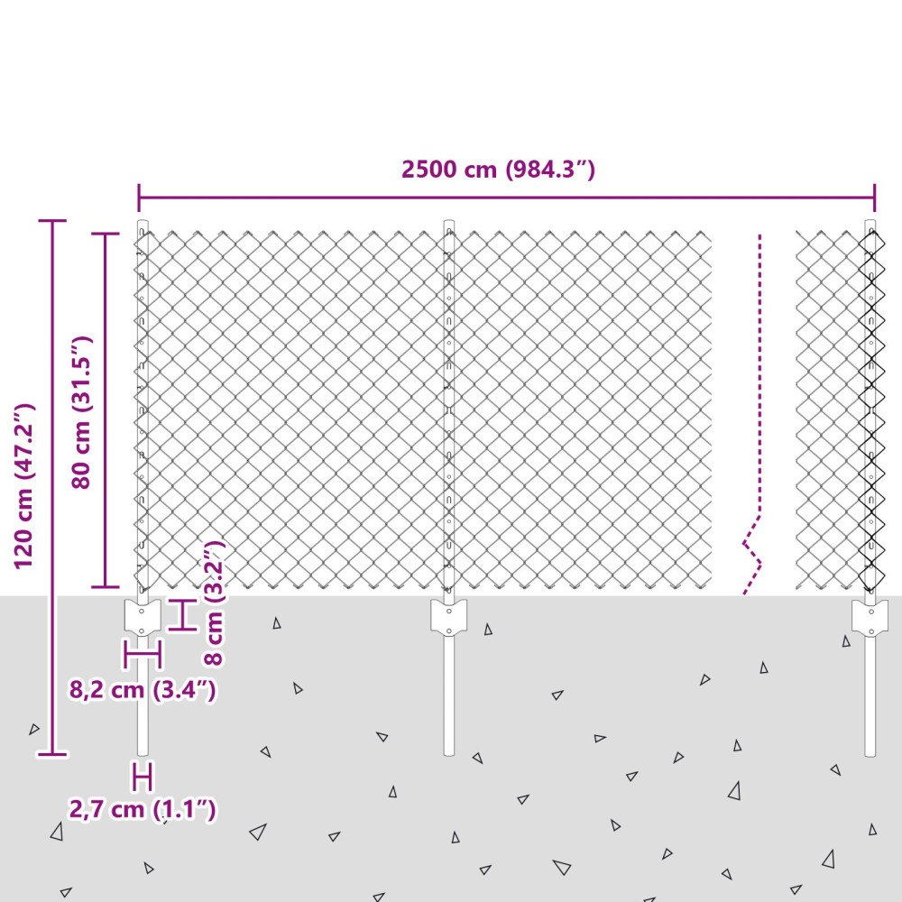 Produktbild för Kedjegaller med stolpe 25 x 0,8 m PVC-belagda stål Grön Mesh