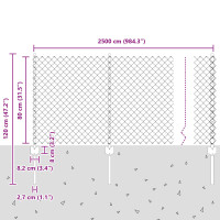 Produktbild för Kedjegaller med stolpe 25 x 0,8 m PVC-belagda stål Grön Mesh