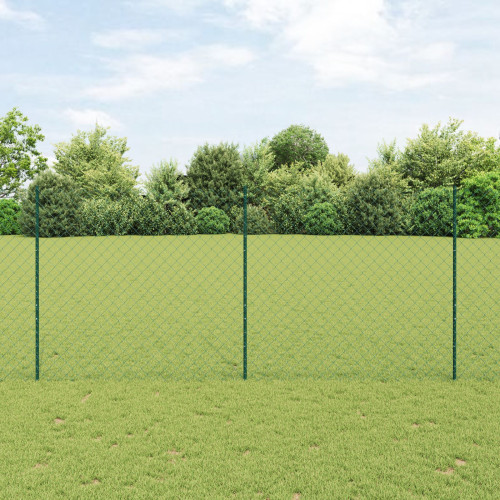 vidaXL Kedjegaller med stolpe 25 x 1,4 m PVC-belagda stål Grön Mesh