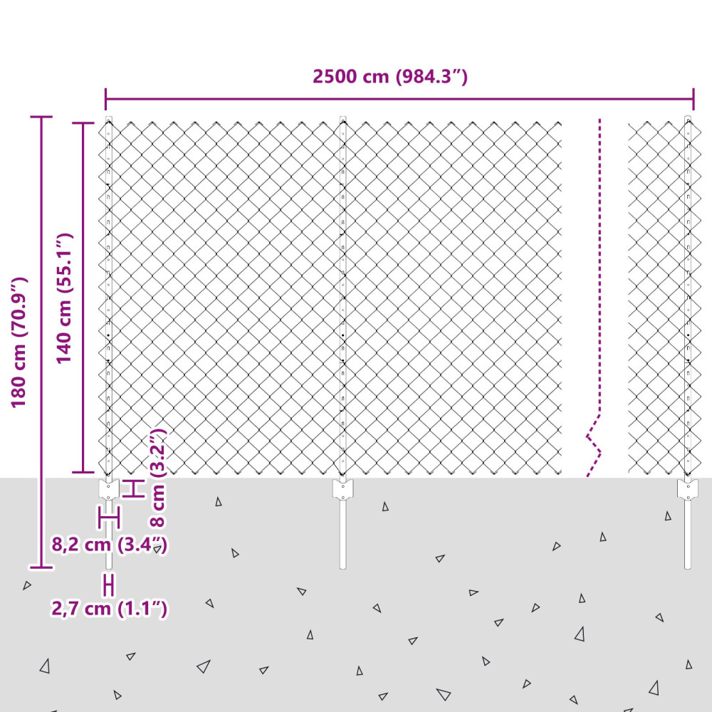 Produktbild för Kedjegaller med stolpe 25 x 1,4 m PVC-belagda stål Grön Mesh