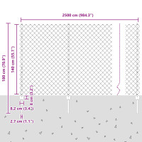 Produktbild för Kedjegaller med stolpe 25 x 1,4 m PVC-belagda stål Grön Mesh