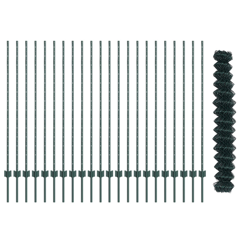 Produktbild för Kedjegaller med stolpe 25 x 1,4 m PVC-belagda stål Grön Mesh