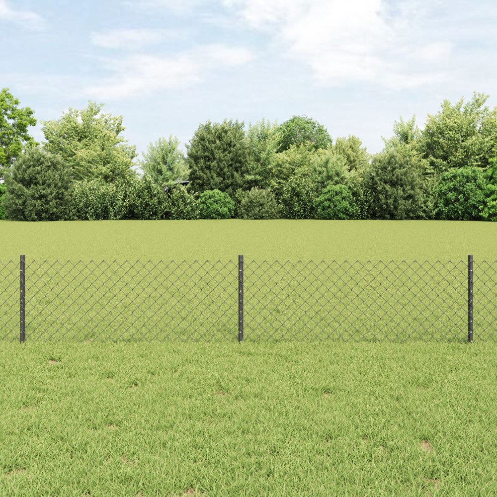 Produktbild för Kedjegaller med stolpe 10 x 0,4 m PVC-belagda stål Grå Mesh