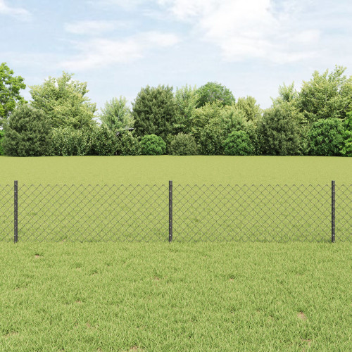 vidaXL Kedjegaller med stolpe 10 x 0,4 m PVC-belagda stål Grå Mesh