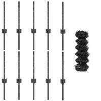 Produktbild för Kedjegaller med stolpe 10 x 0,4 m PVC-belagda stål Grå Mesh