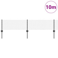 Produktbild för Kedjegaller med stolpe 10 x 0,4 m PVC-belagda stål Grå Mesh
