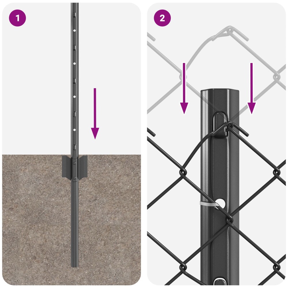 Produktbild för Kedjegaller med stolpe 10 x 0,4 m PVC-belagda stål Grå Mesh