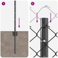 Produktbild för Kedjegaller med stolpe 10 x 0,4 m PVC-belagda stål Grå Mesh