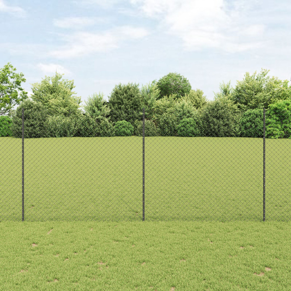 Produktbild för Kedjegaller med stolpe 10 x 1,4 m PVC-belagda stål Grå Mesh