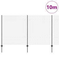 Produktbild för Kedjegaller med stolpe 10 x 1,4 m PVC-belagda stål Grå Mesh