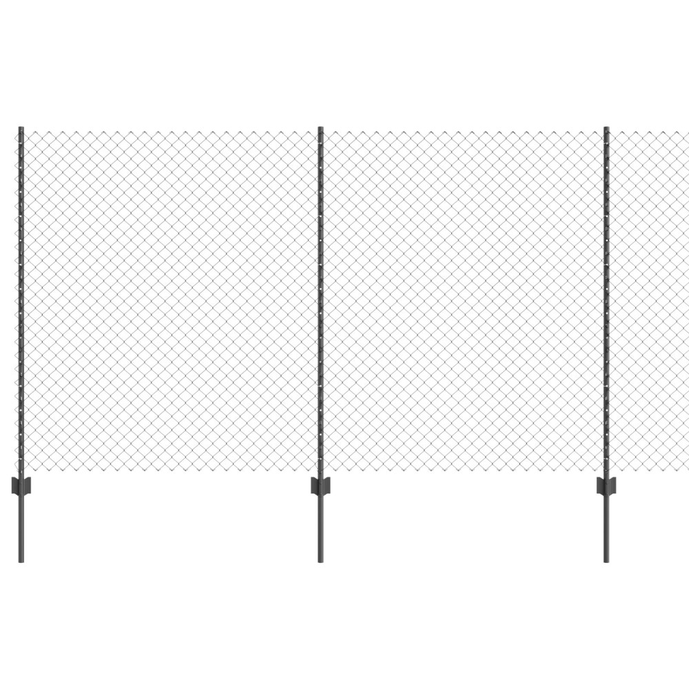 Produktbild för Kedjegaller med stolpe 10 x 1,4 m PVC-belagda stål Grå Mesh