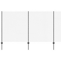 Produktbild för Kedjegaller med stolpe 10 x 1,4 m PVC-belagda stål Grå Mesh
