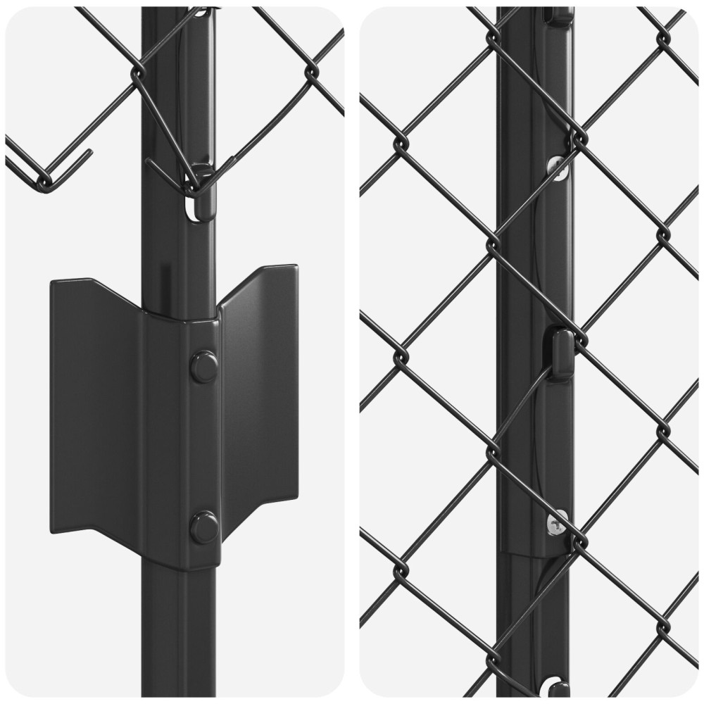 Produktbild för Kedjegaller med stolpe 10 x 1,4 m PVC-belagda stål Grå Mesh