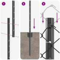 Produktbild för Kedjegaller med stolpe 10 x 1,4 m PVC-belagda stål Grå Mesh