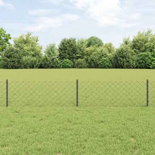vidaXL Kedjegaller med stolpe 10 x 0,4 m PVC-belagda stål Grå Mesh