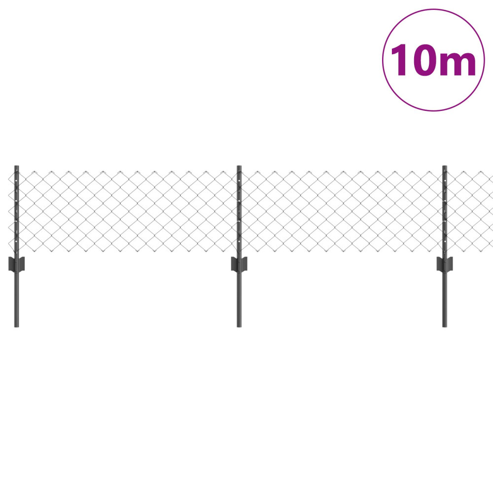 Produktbild för Kedjegaller med stolpe 10 x 0,4 m PVC-belagda stål Grå Mesh