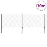 Produktbild för Kedjegaller med stolpe 10 x 0,8 m PVC-belagda stål Grå Mesh