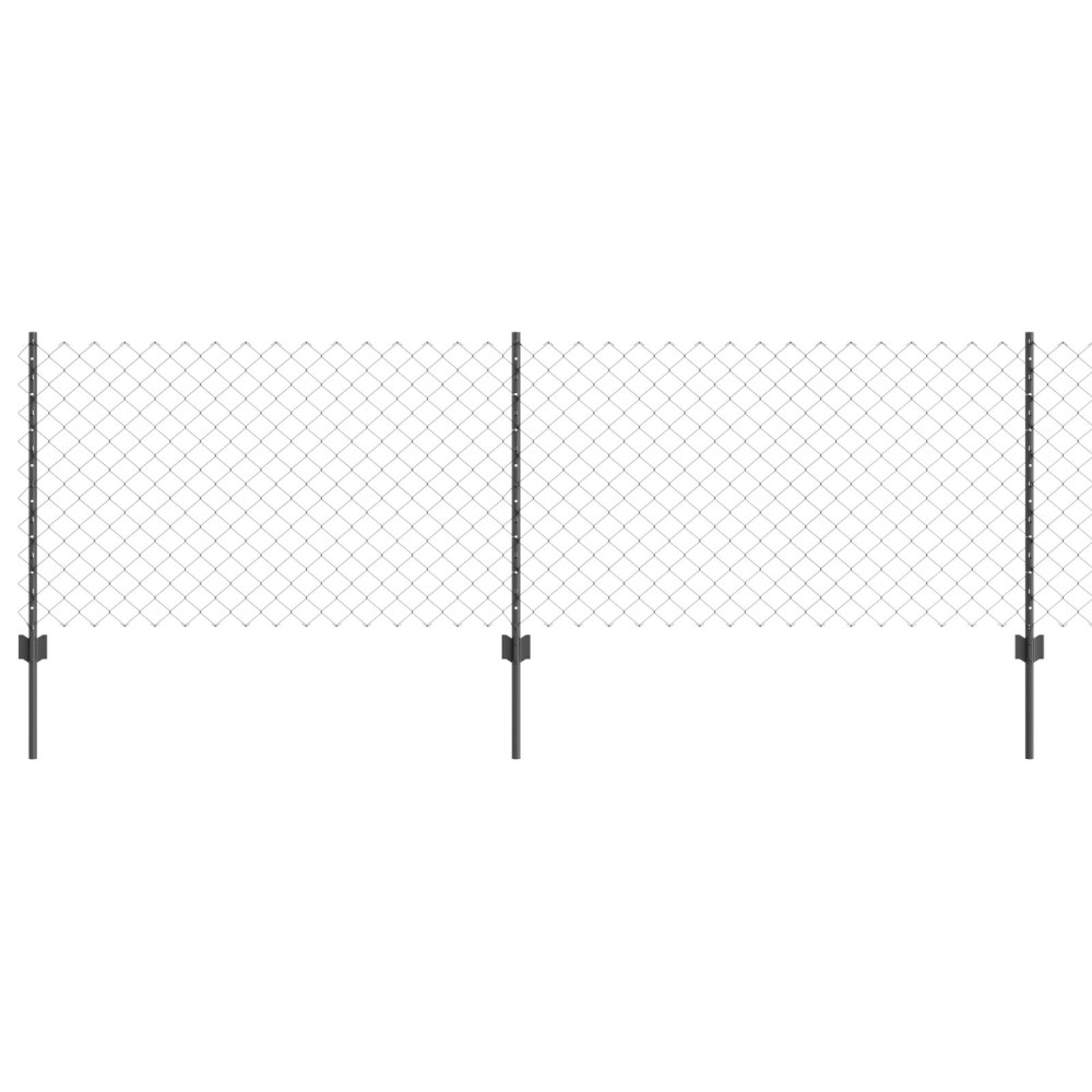Produktbild för Kedjegaller med stolpe 10 x 0,8 m PVC-belagda stål Grå Mesh
