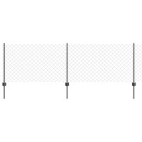Produktbild för Kedjegaller med stolpe 10 x 0,8 m PVC-belagda stål Grå Mesh