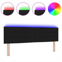 Produktbild för LED huvuddyna med LED-ljusslingor Svart 160 cm tyg