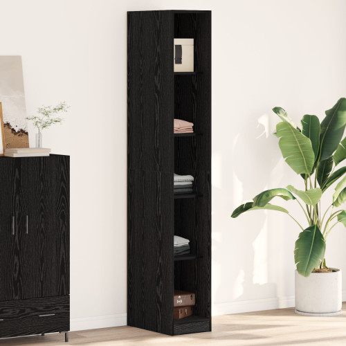 vidaXL Garderob med hylla Svart Ek 30 x 50 x 200 cm Konstruerat trä