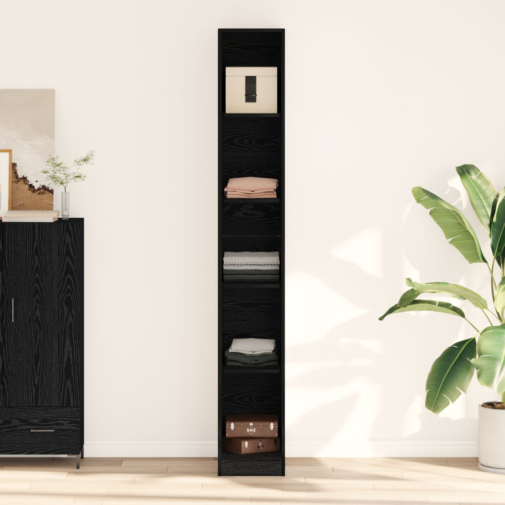 Produktbild för Garderob med hylla Svart Ek 30 x 50 x 200 cm Konstruerat trä