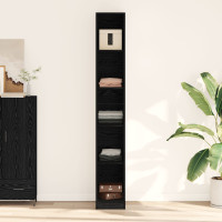 Produktbild för Garderob med hylla Svart Ek 30 x 50 x 200 cm Konstruerat trä