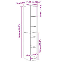 Produktbild för Garderob med hylla Svart Ek 30 x 50 x 200 cm Konstruerat trä