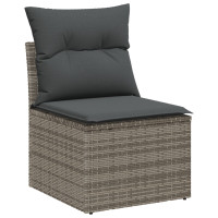 Produktbild för Trädgårdsoffset med kudde 8 pcs Grå Poly rattan