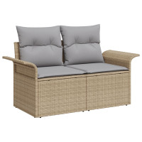 Produktbild för Trädgårdsoffset med kudde 6 pcs Beige konstrotting