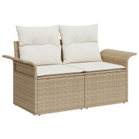 Produktbild för Trädgårdsoffset med kudde 8 pcs Beige konstrotting