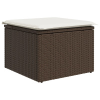 Produktbild för Trädgårdsoffset med kudde 9 pcs Brun Poly rattan