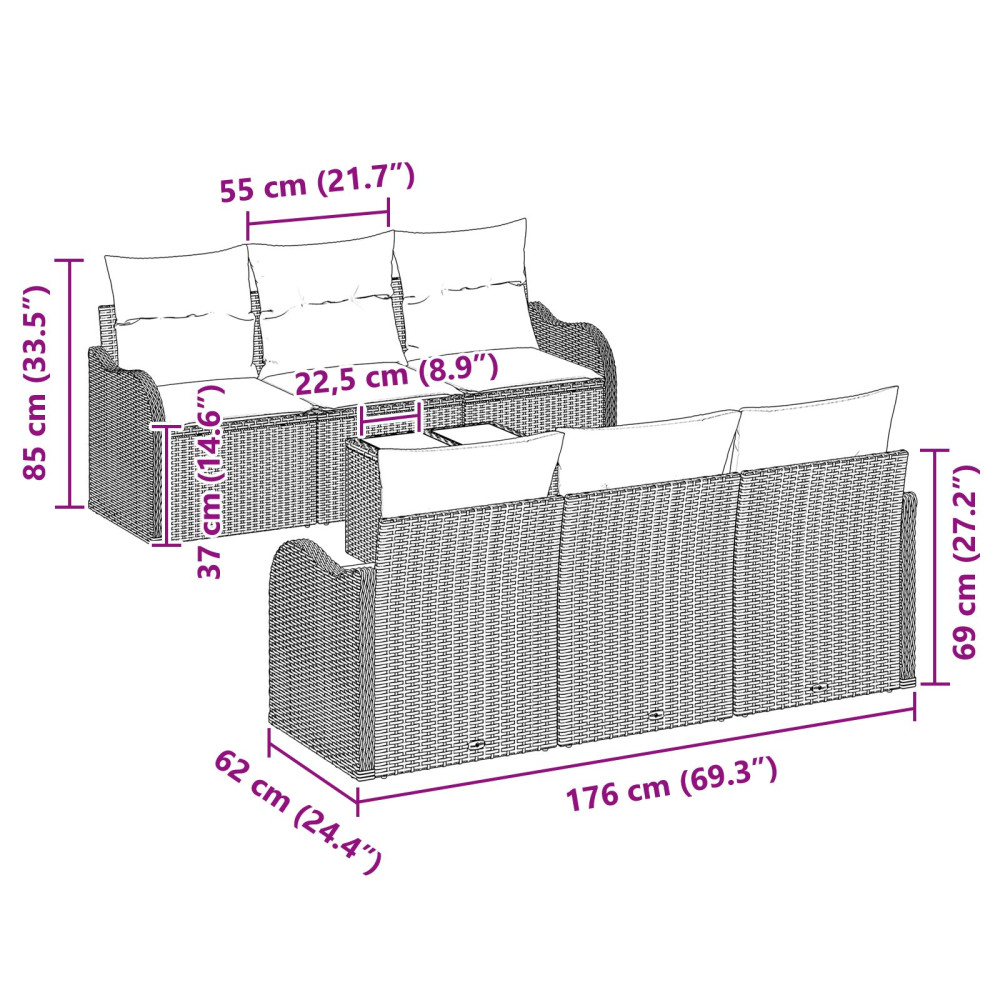 Produktbild för Trädgårdsoffset Svart 55 x 55 x 37 cm konstrotting