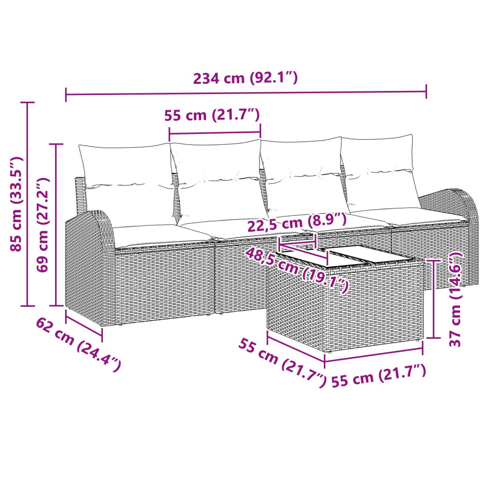 Produktbild för Trädgårdsoffset Grå 55 x 55 x 37 cm konstrotting