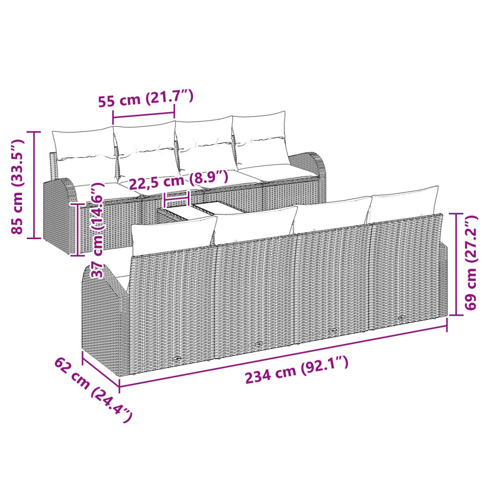 Produktbild för Trädgårdsoffset Svart 55 x 55 x 37 cm konstrotting