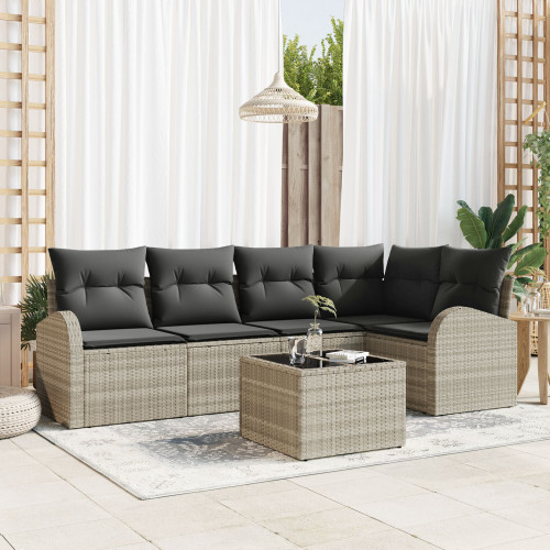 vidaXL Soffset med kudde 6 pcs Ljusgrå Polyester