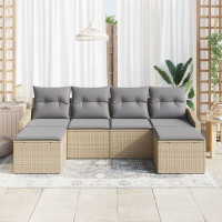 Produktbild för Soffset med kudde 6 pcs Beige konstrotting