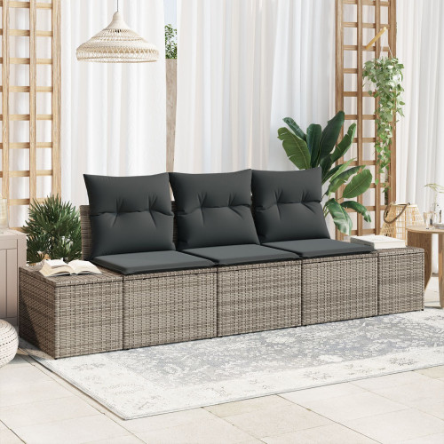 vidaXL Soffset med kudde 3 pcs Grå konstrotting