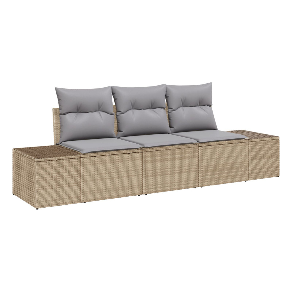 Produktbild för Soffset med kudde 3 pcs Beige konstrotting