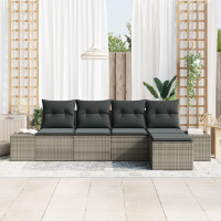 Produktbild för Trädgårdsoffset med kudde 5 pcs Grå konstrotting