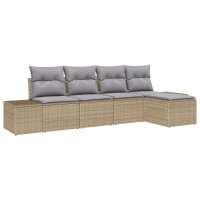 Produktbild för Trädgårdsoffset med kudde 5 pcs Beige konstrotting
