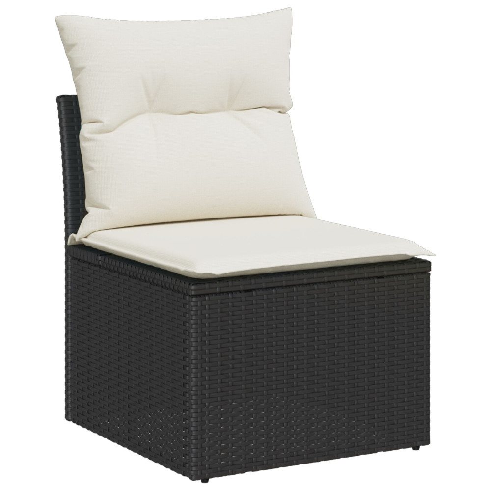 Produktbild för Trädgårdsoffset med kudde 6 pcs Svart konstrotting