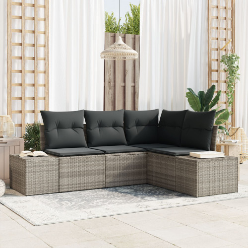 vidaXL Trädgårdsoffset 4 pcs Ljusgrå konstrotting