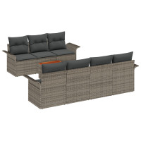 Produktbild för Trädgårdsoffset med kudde 8 pcs Grå konstrotting