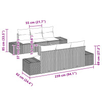 Produktbild för Trädgårdsoffset med kudde 7 pcs Beige konstrotting